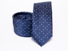 Prémium selyem slim nyakkendő - Kék pöttyös Selyem nyakkendők