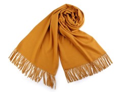                         Pashmina típusú sál rojtokkal - Mustár Női kesztyű, téli sál