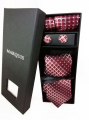 Marquis nyakkendő szett - Bordó mintás 