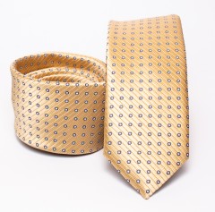    Prémium slim nyakkendő - Arany pöttyös Aprómintás nyakkendő