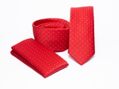    Prémium slim nyakkendő szett - Piros pöttyös Aprómintás nyakkendő