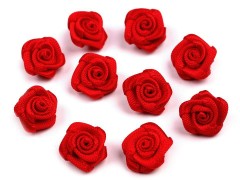 Mini textil virág 10 db/csomag - Piros Kitűzők, Brossok