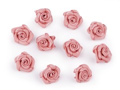 Mini textil virág 10 db/csomag - Mályvásrózsaszín Kitűzők, Brossok