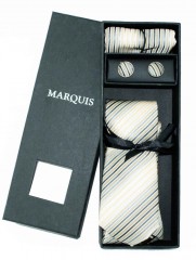 Marquis nyakkendő szett - Natur csíkos 