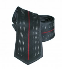                NM slim nyakkendő - Fekete-piros mintás Aprómintás nyakkendő