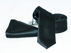     NM szatén slim nyakkendő szett - Fekete Szettek