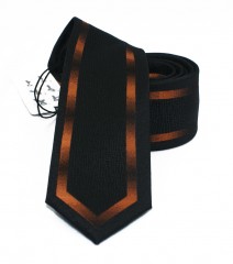                  NM slim nyakkendő - Fekete-narancs mintás 