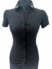    Elasztikus rövidúujjú női ing - Fekete Női ing, póló
