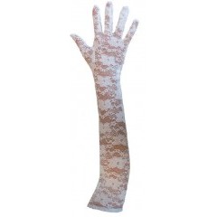   Hosszú alkalmi csipkekesztyű 45 cm - Fehér Női alkalmi kesztyű
