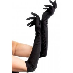 Extra hosszú alkalmi szaténkesztyű 50 cm - Fekete Női kesztyű, téli sál