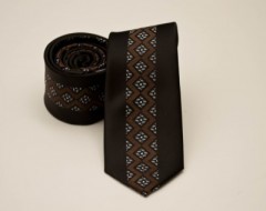   Prémium slim nyakkendő -  Barna mintás 