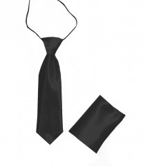   Gumis szatén gyereknyakkendő szett - Fekete Szettek,zsebkendők
