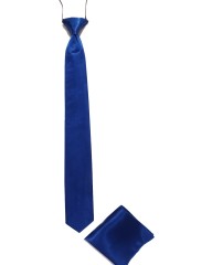   Szatén gumis nyakkendő szett - Királykék 