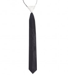 Szatén gumis nyakkendő - Fekete-fehér Egyszínű nyakkendő