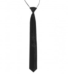 Szatén gumis nyakkendő - Fekete Egyszínű nyakkendő