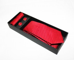                       Marquis slim nyakkendő szett - Piros csíkos Csíkos nyakkendő