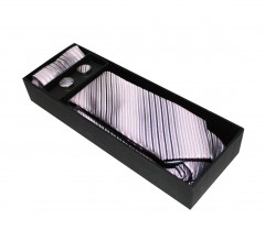                        Marquis slim nyakkendő szett - Lila csíkos Szettek