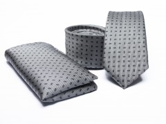    Prémium slim nyakkendő szett - Ezüst mintás Szettek