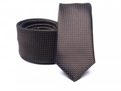 Prémium slim nyakkendő - Sötétbarna Aprómintás nyakkendő