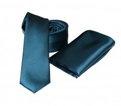        NM Slim szatén szett - Olajkék Egyszínű nyakkendő