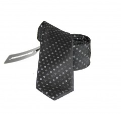                    NM slim szövött nyakkendő - Fekete-fehér pöttyös 