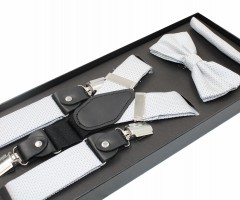       Newsmen nadrágtartó szett - Fehér-ezüst aprópöttyös Szettek