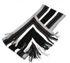   Newsmen unisex kötött sál - Fekete-szürke csíkos Férfi kesztyű, sál