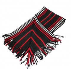   Newsmen unisex kötött sál - Fekete-bordó csíkos Férfi kesztyű, sál