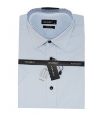      Newsmen r.u slim ing - Halványkék szövött Rövidujjú ing