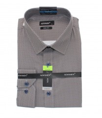             NM h.u slim fit elasztikus ing - Barna aprómintás Mintás ing