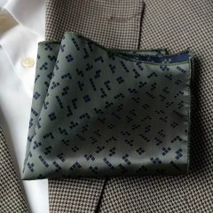                     Exkluzív jaquard díszzsebkendő - Szürke aprómintás Diszzsebkendő