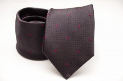 Prémium selyem nyakkendő - Sötétbarna-pink mintás Aprómintás nyakkendő