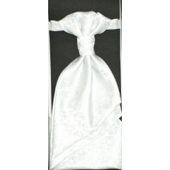    Francia nyakkendő,díszzsebkendővel - Fehér mintás Francia, Ascot, Különlegesség