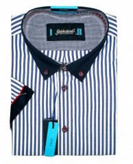                 Goldenland extra rövidujjú ing - Kék csíkos Extra méret